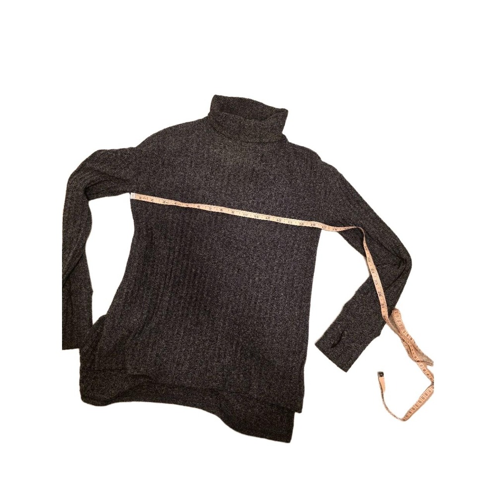 Athleta Gray Ribbed Turtleneck Sweater Thumb Holes Size XXS - Picture 8 of 10
